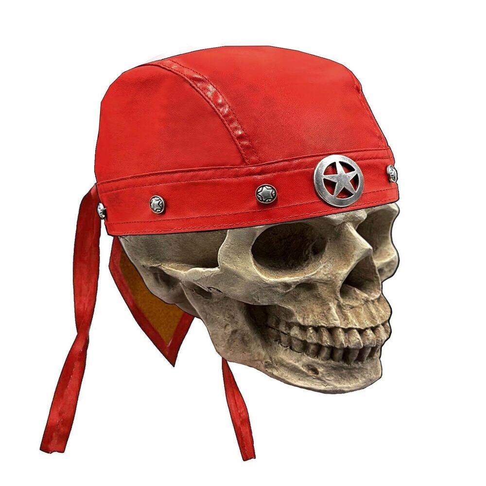 2151 Punk Star Studs Bandana Du Do Doo Rag Cap Wrap Biker Cool Stylish Red